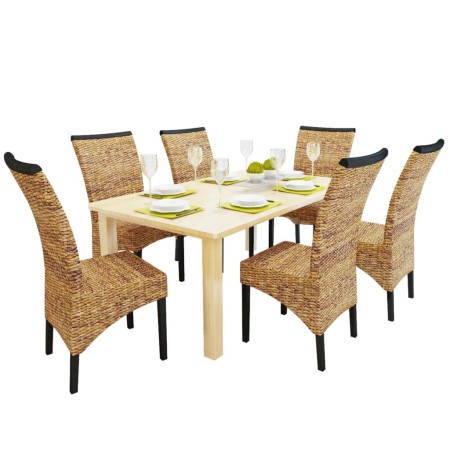 Sillas de comedor 6 unidades madera maciza de mango y abacá