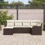 Conjunto de sofá de jardín con cojín 6 pcs Marrón Poliratán