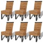 Sillas de comedor 6 unidades madera maciza de mango y abacá