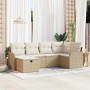 Conjunto de sofá de jardín con cojín 6 pcs Beige Poliratán