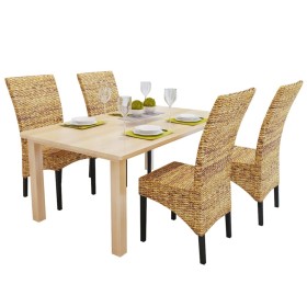 Sillas de comedor 4 uds abacá y mango macizo