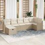 Conjunto de sofá de jardín con cojín 7 pcs Beige Poliratán
