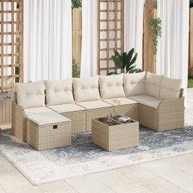 Conjunto de sofá de jardín con cojín 8 pcs Beige Poliratán en Conjuntos de jardín | Comprar online en Foro24