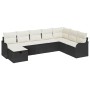 Conjunto de sofá de jardín con cojín 8 pcs Negro Poliratán