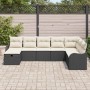 Conjunto de sofá de jardín con cojín 8 pcs Negro Poliratán