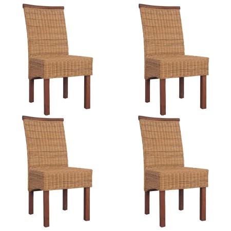 Sillas de comedor 4 unidades ratán natural marrón