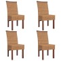 Sillas de comedor 4 unidades ratán natural marrón