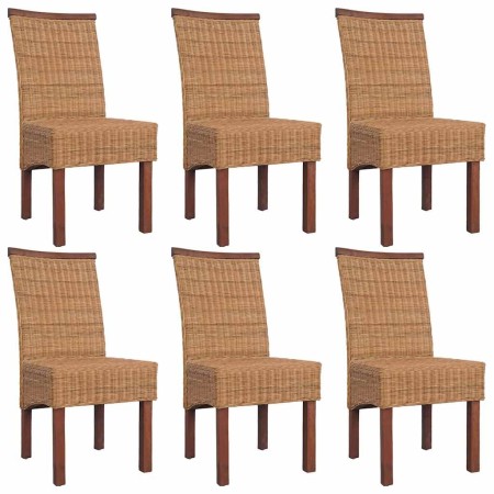 Sillas de comedor 6 unidades ratán marrón natural