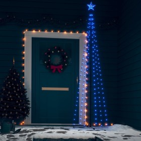 Árbol cono de Navidad 136 LEDs decoración azul 70x240 cm