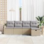 Conjunto de sofá de jardín con cojín 5 pcs Beige Poliratán