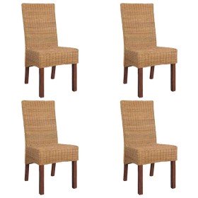 Sillas de comedor 4 unidades ratán natural marrón Sillas de comedor 4 unidades ratán natural marrón