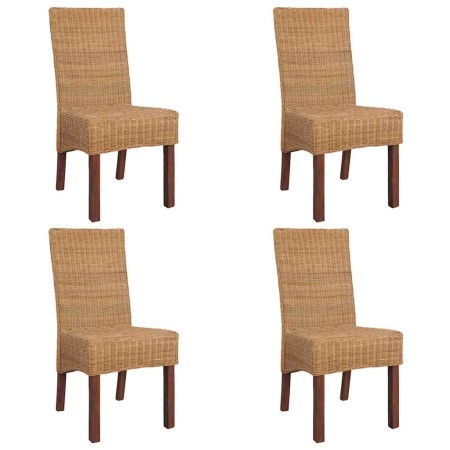 Sillas de comedor 4 unidades ratán natural marrón