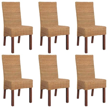 Sillas de comedor 6 unidades ratán marrón natural