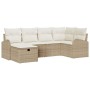 Conjunto de sofá de jardín con cojín 6 pcs Beige Poliratán