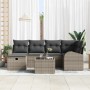 Conjunto de sofá de jardín con cojín 7 pcs Gris Poliratán