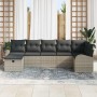 Conjunto de sofá de jardín con cojín 7 pcs Gris claro Poliratán