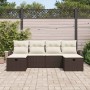 Conjunto de sofá de jardín con cojín 6 pcs Marrón Poliratán