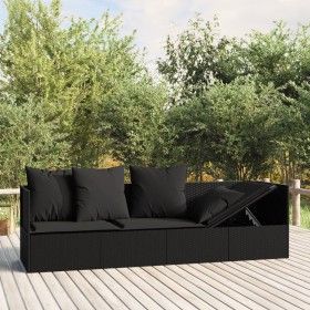 Gartenliegesofa mit schwarzen synthetischen Rattankissen von vidaXL, Liegen - Ref: Foro24-319565, Preis: 251,55 €, Rabatt: %