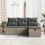 Conjunto de sofá de jardín con cojín 4 pcs Gris Poliratán