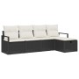 Conjunto de sofá de jardín con cojín 5 pcs Negro Poliratán