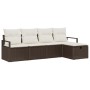 Conjunto de sofá de jardín con cojín 5 pcs Marrón Poliratán
