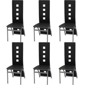 Sillas de comedor 6 unidades cuero sintético negro Sillas de comedor 6 unidades cuero sintético negro