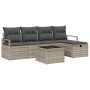 Conjunto de sofá de jardín con cojín 6 pcs Gris claro Poliratán