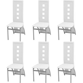 Sillas de comedor 6 uds cuero sintético blanco Sillas de comedor 6 uds cuero sintético blanco