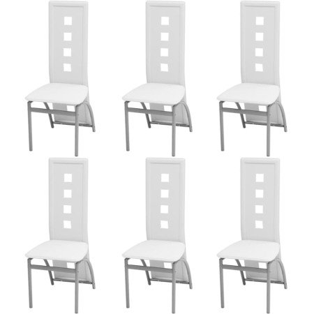 Sillas de comedor 6 uds cuero sintético blanco