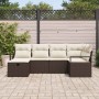Conjunto de sofá de jardín con cojín 6 pcs Marrón Poliratán