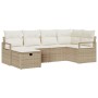 Conjunto de sofá de jardín con cojín 6 pcs Beige Poliratán