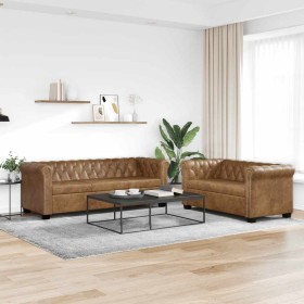 Sofás Chesterfield de 2 y 3 plazas marrón