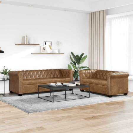 Sofás Chesterfield de 2 y 3 plazas marrón