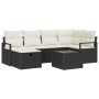 Conjunto de sofá de jardín con cojín 7 pcs Negro Poliratán