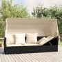 Gartenliegesofa mit Markise und schwarzen synthetischen Rattankissen von vidaXL, Liegen - Ref: Foro24-319566, Preis: 250,55 €...
