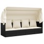 Gartenliegesofa mit Markise und schwarzen synthetischen Rattankissen von vidaXL, Liegen - Ref: Foro24-319566, Preis: 250,55 €...