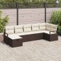 Conjunto de sofá de jardín con cojín 7 pcs Marrón Poliratán