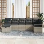 Conjunto de sofá de jardín con cojín 7 pcs Gris claro Poliratán