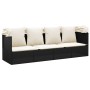 Gartenliegesofa mit Markise und schwarzen synthetischen Rattankissen von vidaXL, Liegen - Ref: Foro24-319566, Preis: 250,55 €...