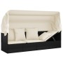 Gartenliegesofa mit Markise und schwarzen synthetischen Rattankissen von vidaXL, Liegen - Ref: Foro24-319566, Preis: 250,55 €...