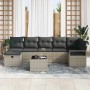 Conjunto de sofá de jardín con cojín 8 pcs Gris claro Poliratán