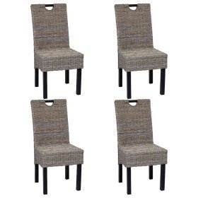Silla de comedor 4 uds Kubu ratán madera de mango Silla de comedor 4 uds Kubu ratán madera de mango
