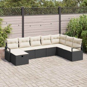 Conjunto de sofá de jardín 8 pcs Negro Poliratán Conjunto de sofá de jardín 8 pcs Negro Poliratán