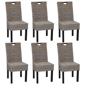 Sillas de comedor 6 unidades ratán kubu madera de mango