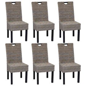 Sillas de comedor 6 unidades ratán kubu madera de mango Sillas de comedor 6 unidades ratán kubu madera de mango