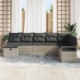 Conjunto de sofá de jardín 8 pcs Gris Claro Poliratán