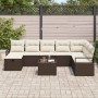 Conjunto de sofá de jardín 8 pcs Marrón Poliratán