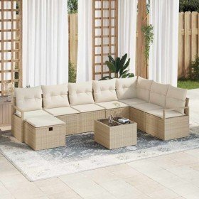 Conjunto de sofá de jardín 8 pcs Beige Poliratán