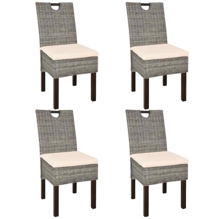 Sillas de comedor 4 unidades ratán kubu madera de mango