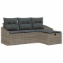 Conjunto de sofá de jardín con cojín 4 pcs Gris Poliratán